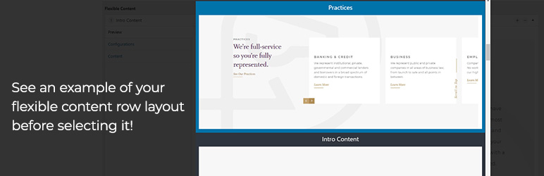 WordPress ACF Flexible Content Layout Previews Plugin Banner Image