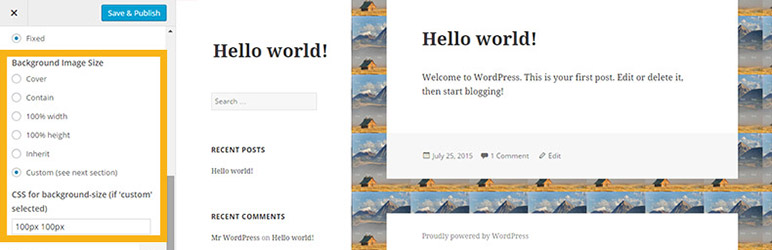 WordPress Add Background-Size to Customizer Plugin Banner Image