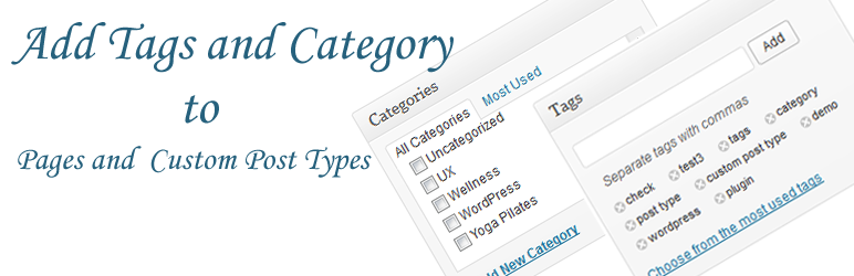 WordPress Add Tags And Category To Page and Post Types Plugin Banner Image