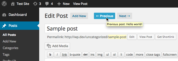 WordPress Admin Post Navigation Plugin Banner Image