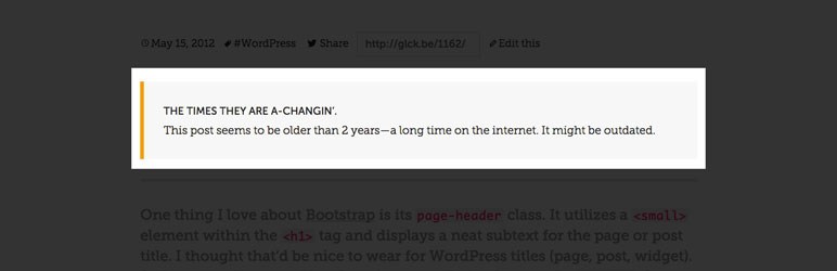 WordPress Aged Content Message Plugin Banner Image