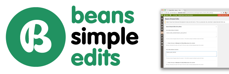 WordPress Beans Simple Edits Plugin Banner Image