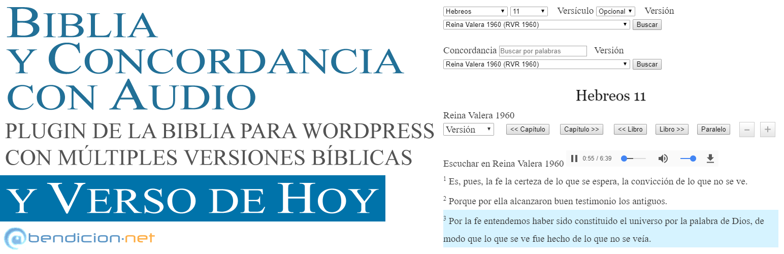 WordPress Biblia y Concordancia con Audio y Verso de Hoy Plugin Banner Image