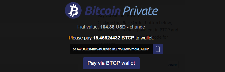 WordPress BTCP Pay for Woocommerce Plugin Banner Image