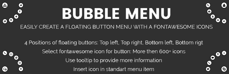 WordPress Bubble Menu – circle floating menu Plugin Banner Image