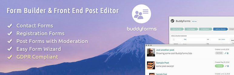 WordPress Contact – Registration – Post Form Builder & FrontEnd Editor BuddyForms – Making WordPress Forms A Breeze Plugin Banner Image