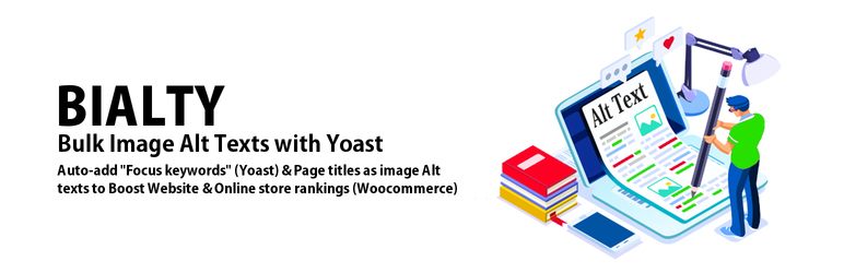 WordPress Auto image alt text (Alt tag, Alt attribute) optimizer for Google images – SEO booster + WooCommerce Plugin Banner Image