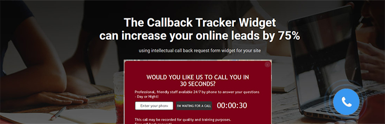 WordPress Callback Tracker – intellectual Click to call widget, call back request form widget Plugin Banner Image