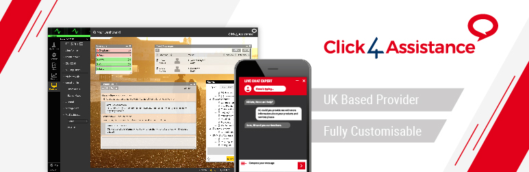 WordPress Click4Assistance Live Web Chat Software UK Provider Plugin Banner Image