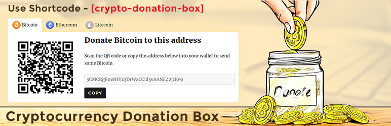 WordPress Cryptocurrency Donation Box – Bitcoin & Crypto Donations Plugin Banner Image