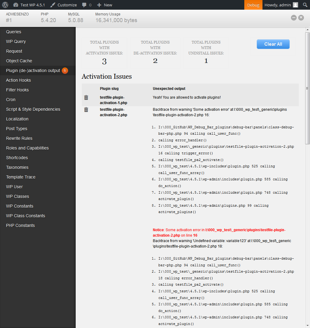 Debug Bar Plugin Activation – Screenshots - WordPress Plugin | 2023