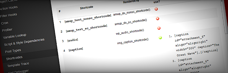 WordPress Debug Bar Shortcodes Plugin Banner Image