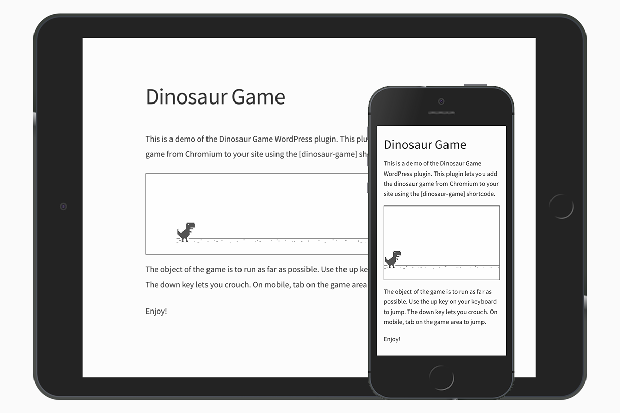 Dinosaur Game – WordPress plugin