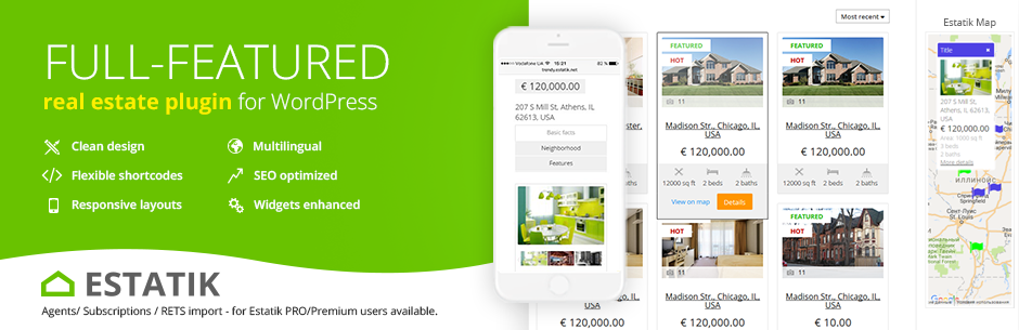 WordPress Estatik Real Estate Plugin Plugin Banner Image