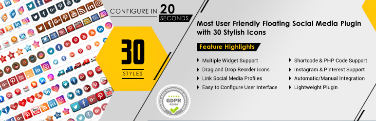 WordPress Social Media Flying Icons | Floating Social Media Icon Plugin Banner Image