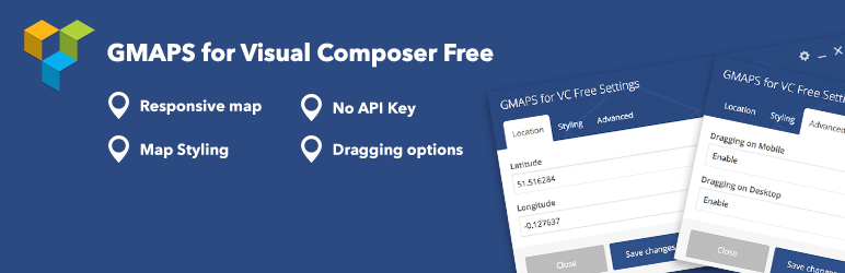 WordPress GMAPS for Visual Composer Free Plugin Banner Image