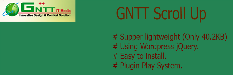WordPress GNTT Scroll Up Plugin Banner Image
