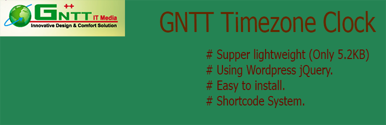WordPress GNTT Timezone Clock Plugin Banner Image