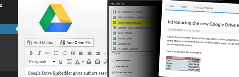 WordPress Google Drive Embedder Plugin Banner Image