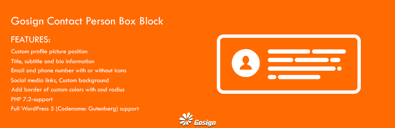 WordPress Gosign – Contact Person Box Block Plugin Banner Image