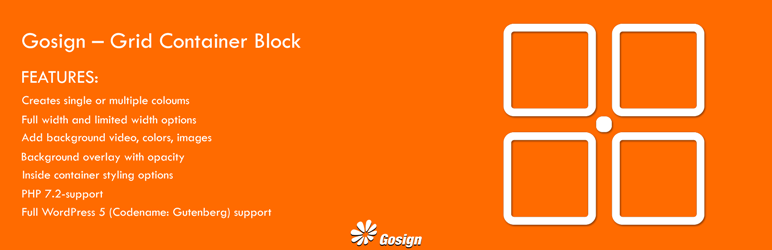 WordPress Gosign – Grid Container Block Plugin Banner Image