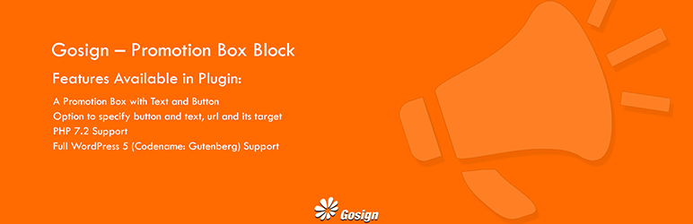 WordPress Gosign – Promo Box Block Plugin Banner Image