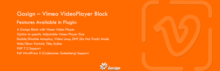 WordPress Gosign – Vimeo Video Player Block Plugin Banner Image