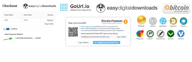 WordPress GoUrl Easy Digital Downloads (EDD) – Bitcoin Altcoin Payment Gateway Plugin Banner Image