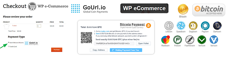 WordPress GoUrl WP eCommerce – Bitcoin Altcoin Payment Gateway Addon Plugin Banner Image