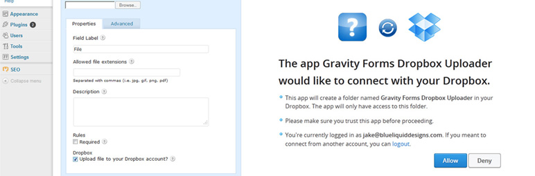 WordPress Gravity Forms Dropbox Uploader Plugin Banner Image