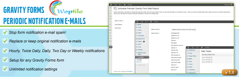 WordPress Gravity Forms Periodic Notification E-Mails Plugin Banner Image