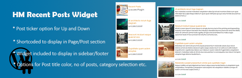 WordPress HM Recent Posts Widget Plugin Banner Image