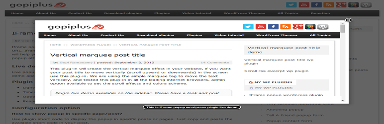 WordPress iframe popup Plugin Banner Image