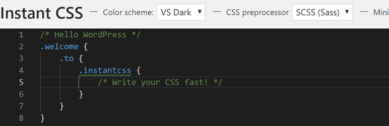 WordPress Instant CSS Plugin Banner Image