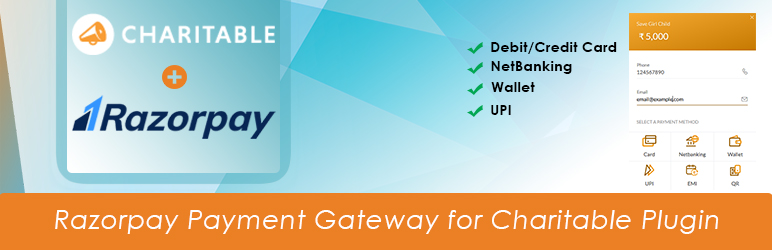 WordPress Charitable – Razorpay Payment Gateway Plugin Banner Image