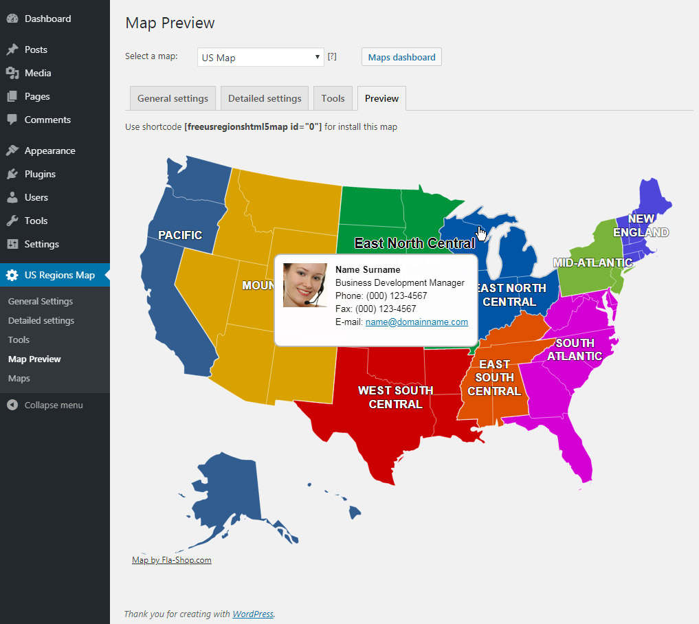 Interactive Map Of The US Regions Screenshots WordPress Plugin 2023   Screenshot 1 