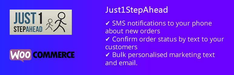 WordPress Just1StepAhead SMS Notifications for WooCommerce Plugin Banner Image