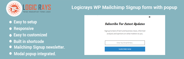 WordPress Logicrays WP Mailchimp Signup form with popup Plugin Banner Image