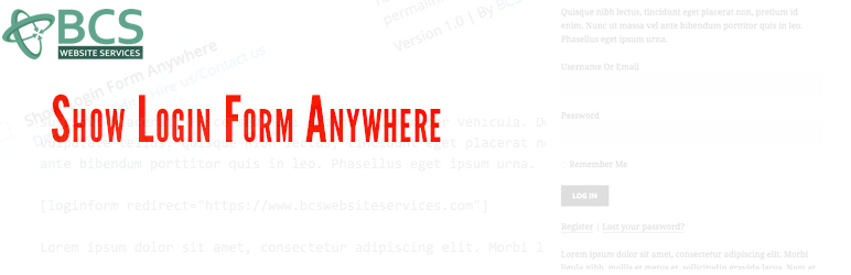 WordPress Login Form Anywhere Plugin Banner Image