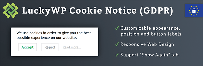 WordPress LuckyWP Cookie Notice (GDPR) Plugin Banner Image