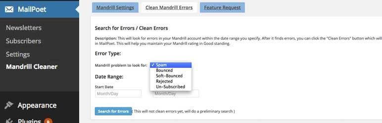 WordPress MailPoet Newsletters – Mandrill Spam and Bounce Cleaner Plugin Banner Image