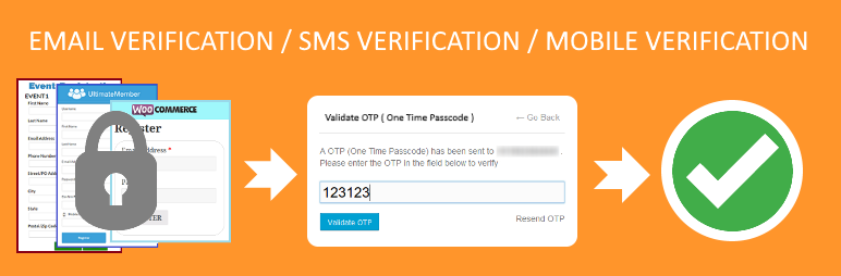 WordPress Email Verification / SMS Verification / OTP Verification Plugin Banner Image