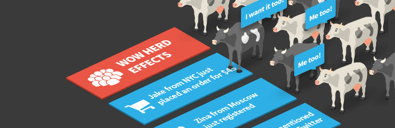 WordPress Herd Effects – fake notifications with social proof Plugin Banner Image