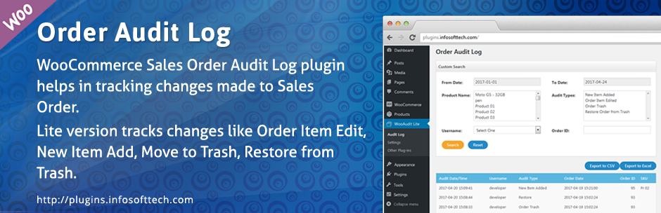 WordPress Order Audit Log for WooCommerce Plugin Banner Image