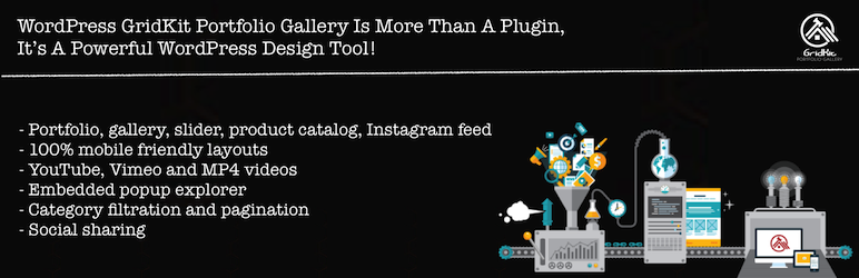 WordPress Portfolio and Gallery Builder – GridKit Portfolio Gallery Plugin Banner Image