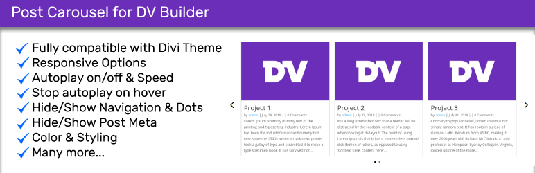 WordPress Post Carousel for DV Builder Plugin Banner Image