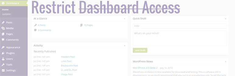 WordPress Restrict Dashboard Access Plugin Banner Image