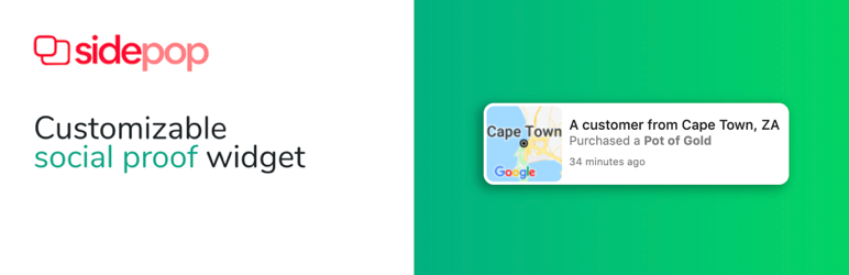 WordPress Customizable social proof notifications for WordPress – Sidepop Plugin Banner Image