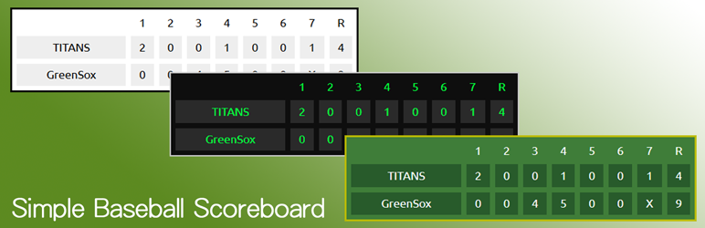 WordPress Simple Baseball Scoreboard Plugin Banner Image