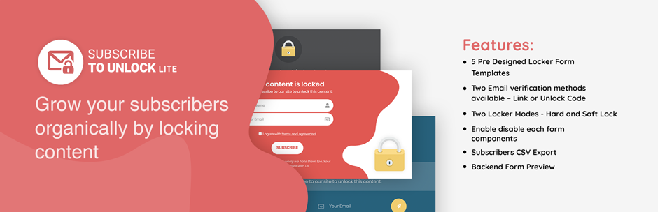 WordPress Subscribe to Unlock Opt-In Content Locker Lite Plugin Banner Image